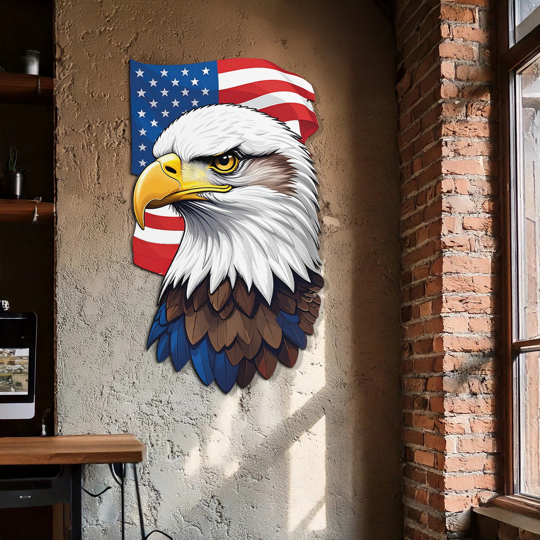 American Eagle Metal Wall Art – Patriotic UV Printed Decor-KAFUVM003 - Image 3