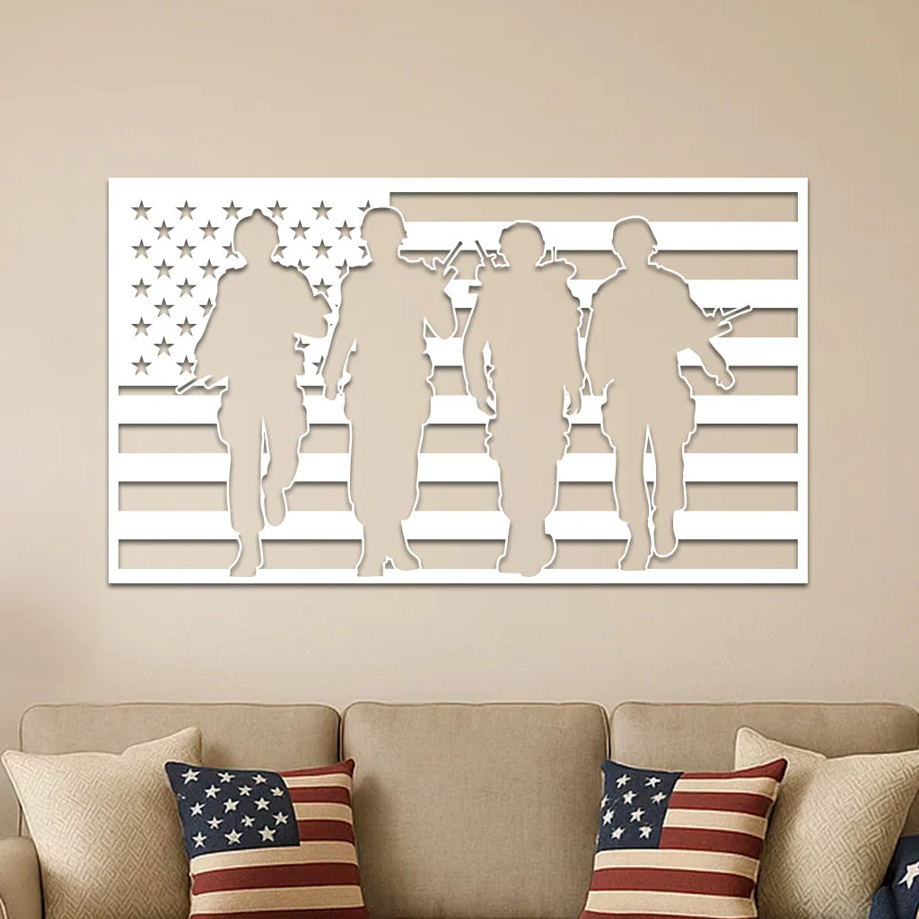 American Flag and Soldiers - Image 2