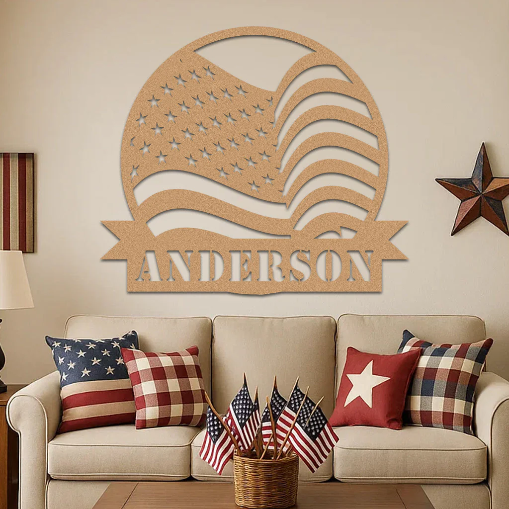 American Flag w Name Sign - Image 3