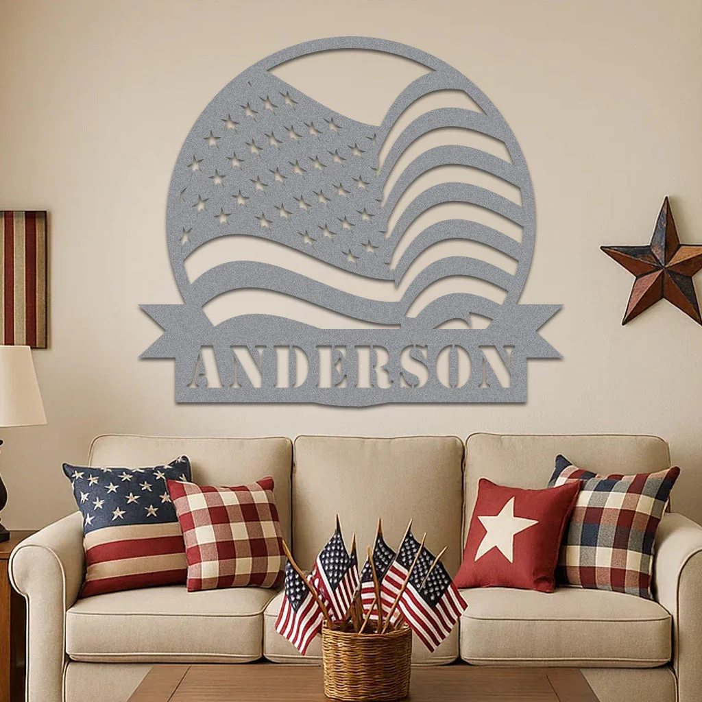 American Flag w Name Sign - Image 4