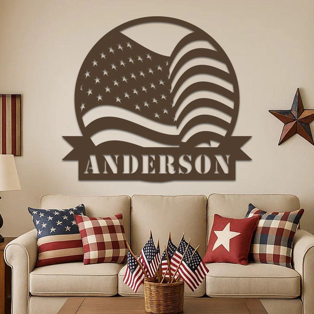 American Flag w Name Sign - Image 5