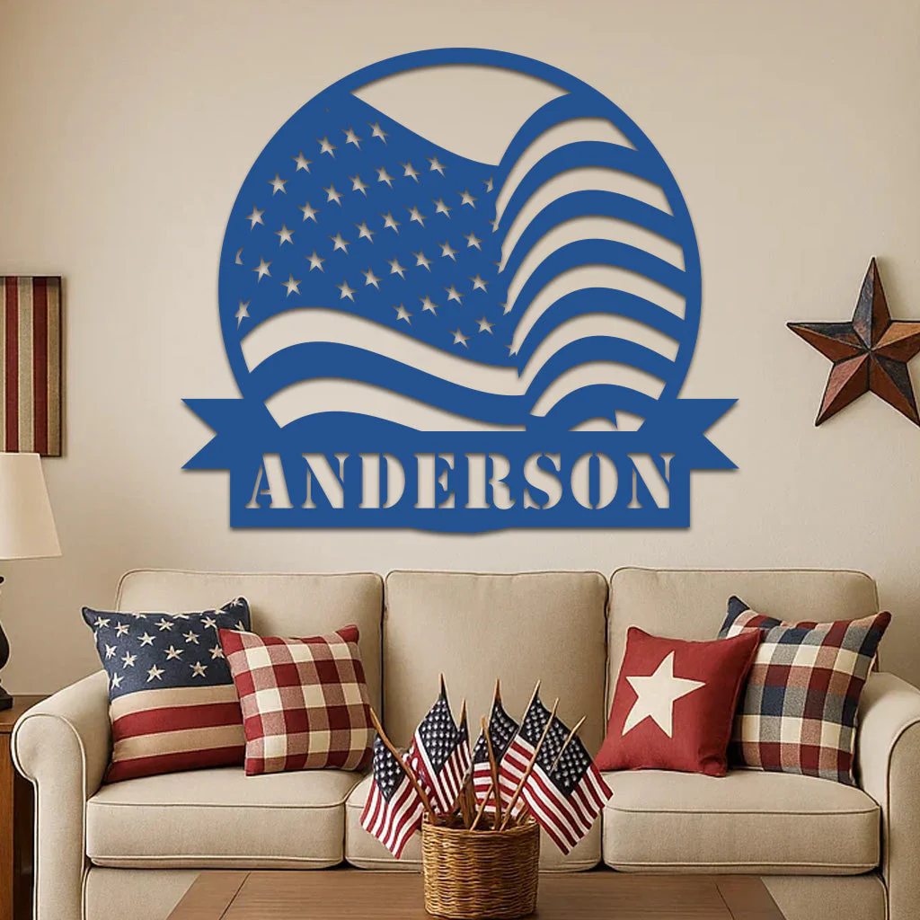 American Flag w Name Sign - Image 7