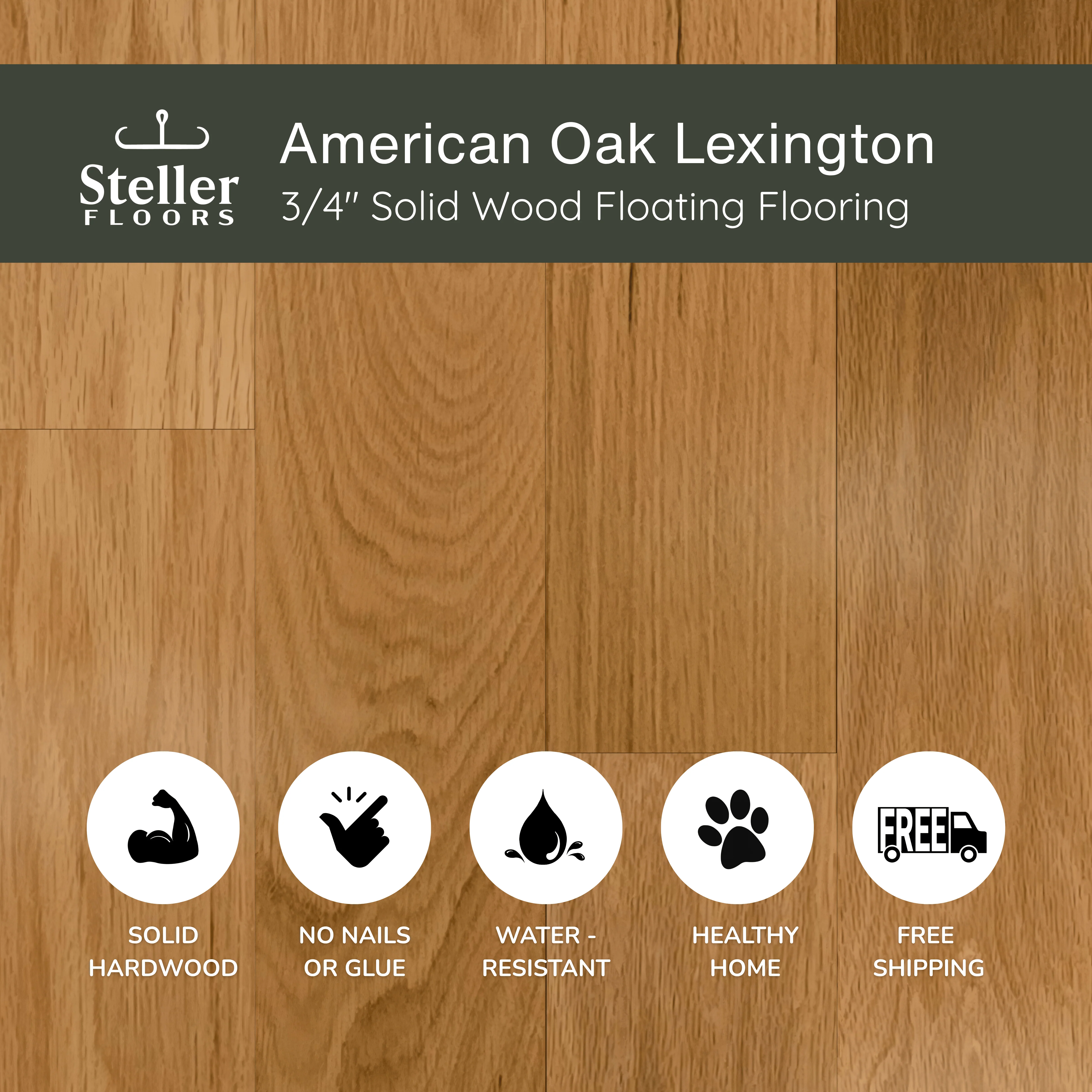 American Oak Lexington by Steller Floors - 3/4" Solid Wood Floating System & Free Shipping - Image 3