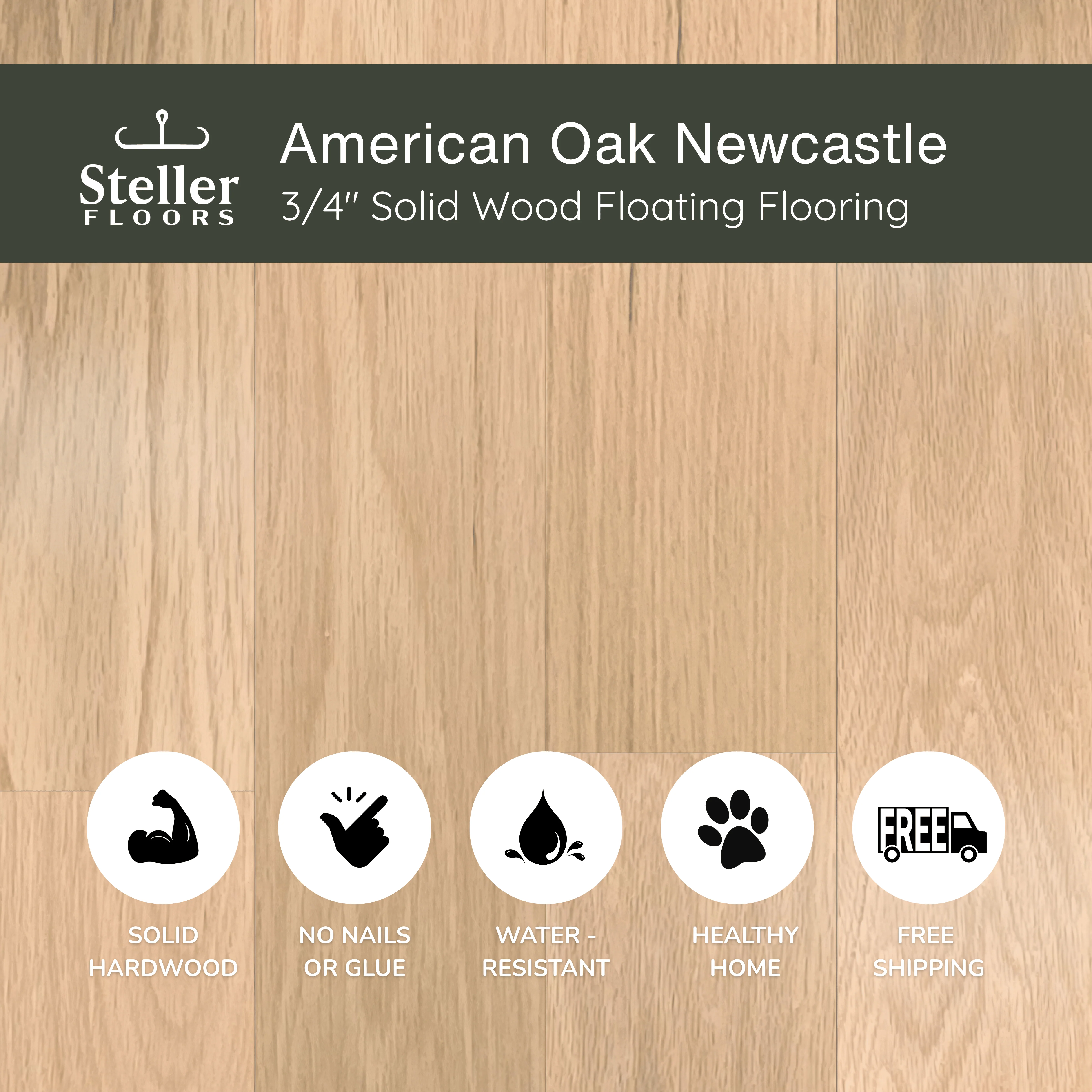 American Oak Newcastle by Steller Floors - 3/4" Solid Wood Floating System & Free Shipping - Image 3