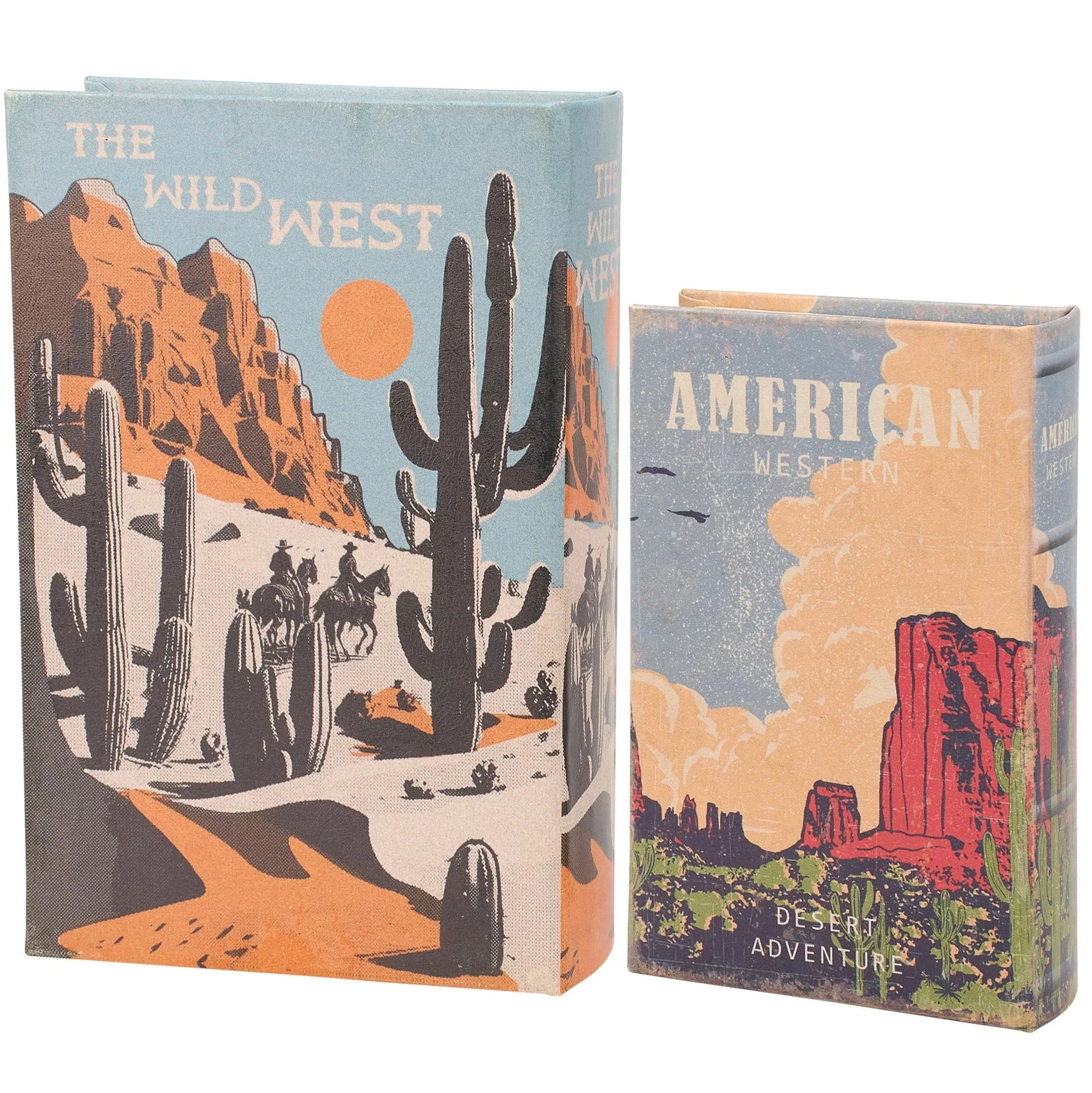 American West Book Box Set of 2 | Vintage Book Shaped Storage Stash Trinket Boxes - Image 2