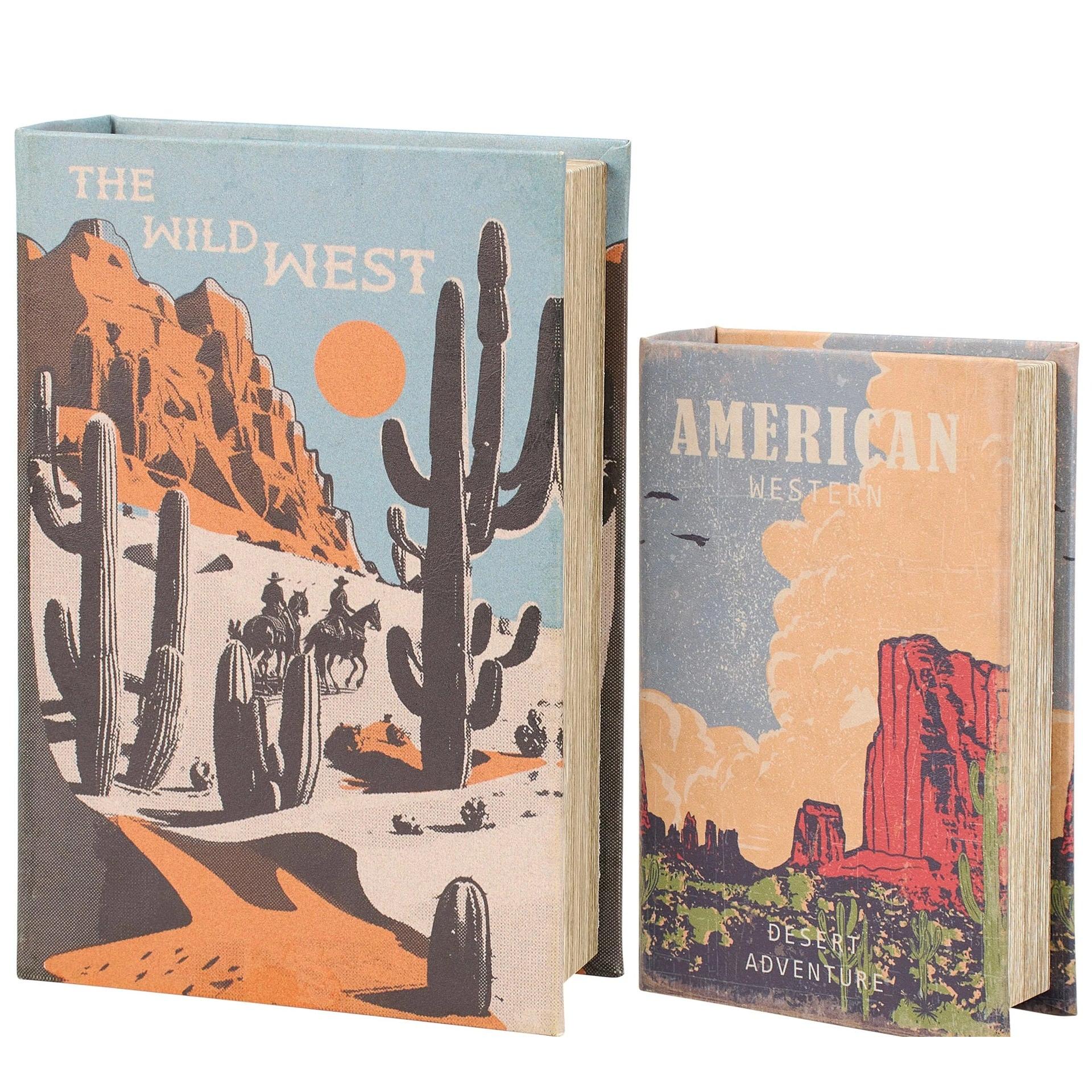 American West Book Box Set of 2 | Vintage Book Shaped Storage Stash Trinket Boxes - Image 4