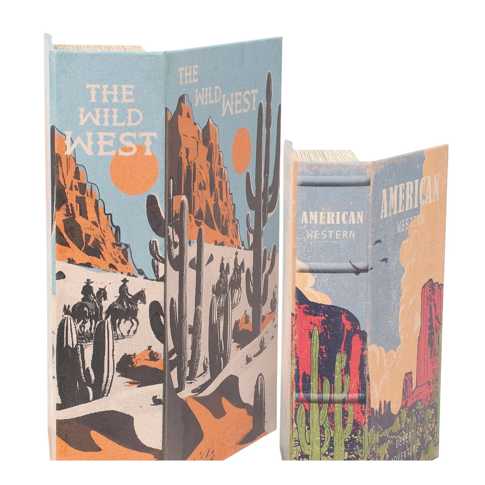 American West Book Box Set of 2 | Vintage Book Shaped Storage Stash Trinket Boxes - Image 6