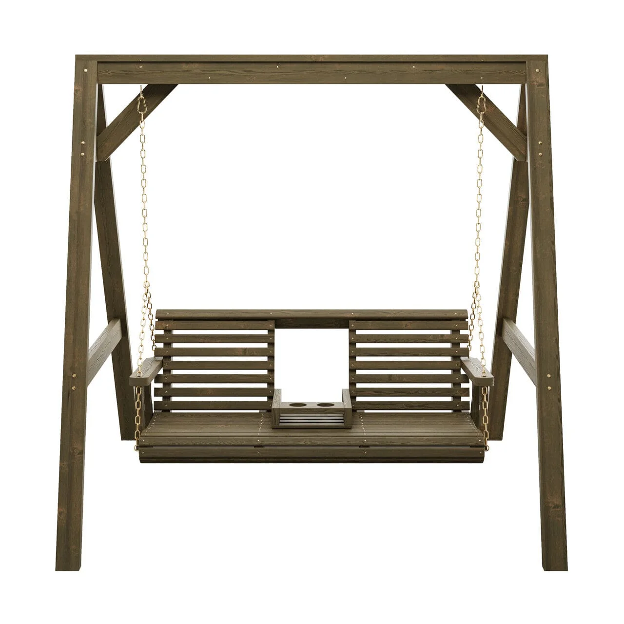 Amish Casual Console Porch Swing with A-Frame Stand - Image 3