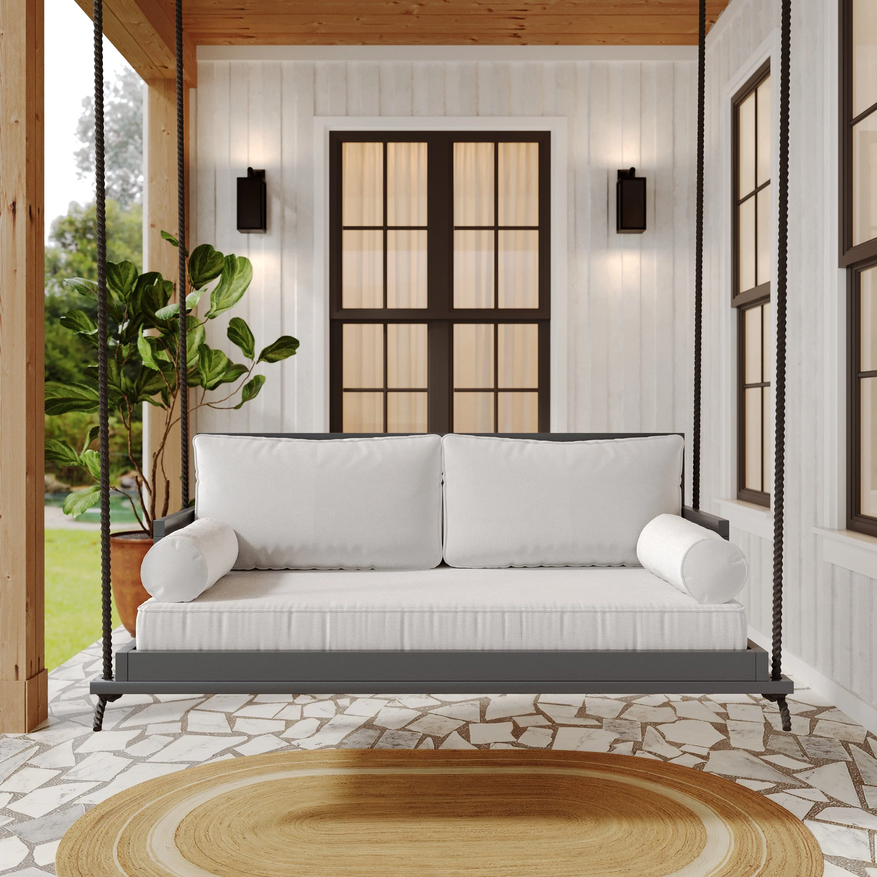 Amish Causal Stratford Porch Swing Bed in Dovetail Grey - Image 3