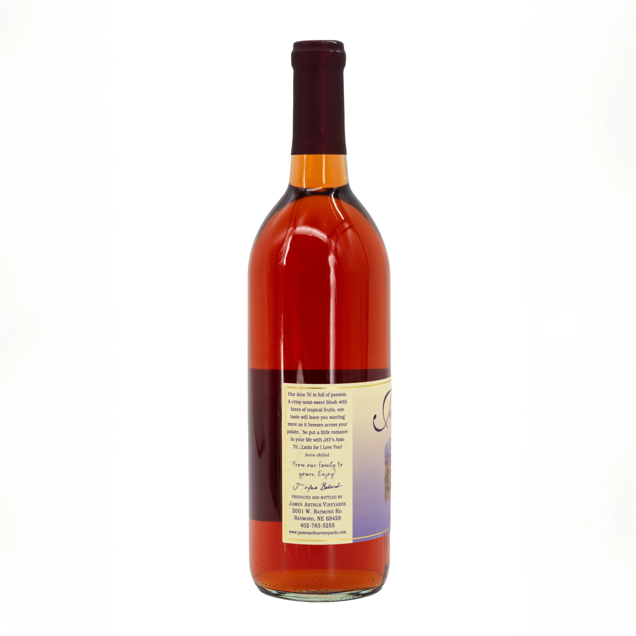 Amo Te' Blush Semi-Sweet Table Wine | James Arthur Vineyard - Image 3