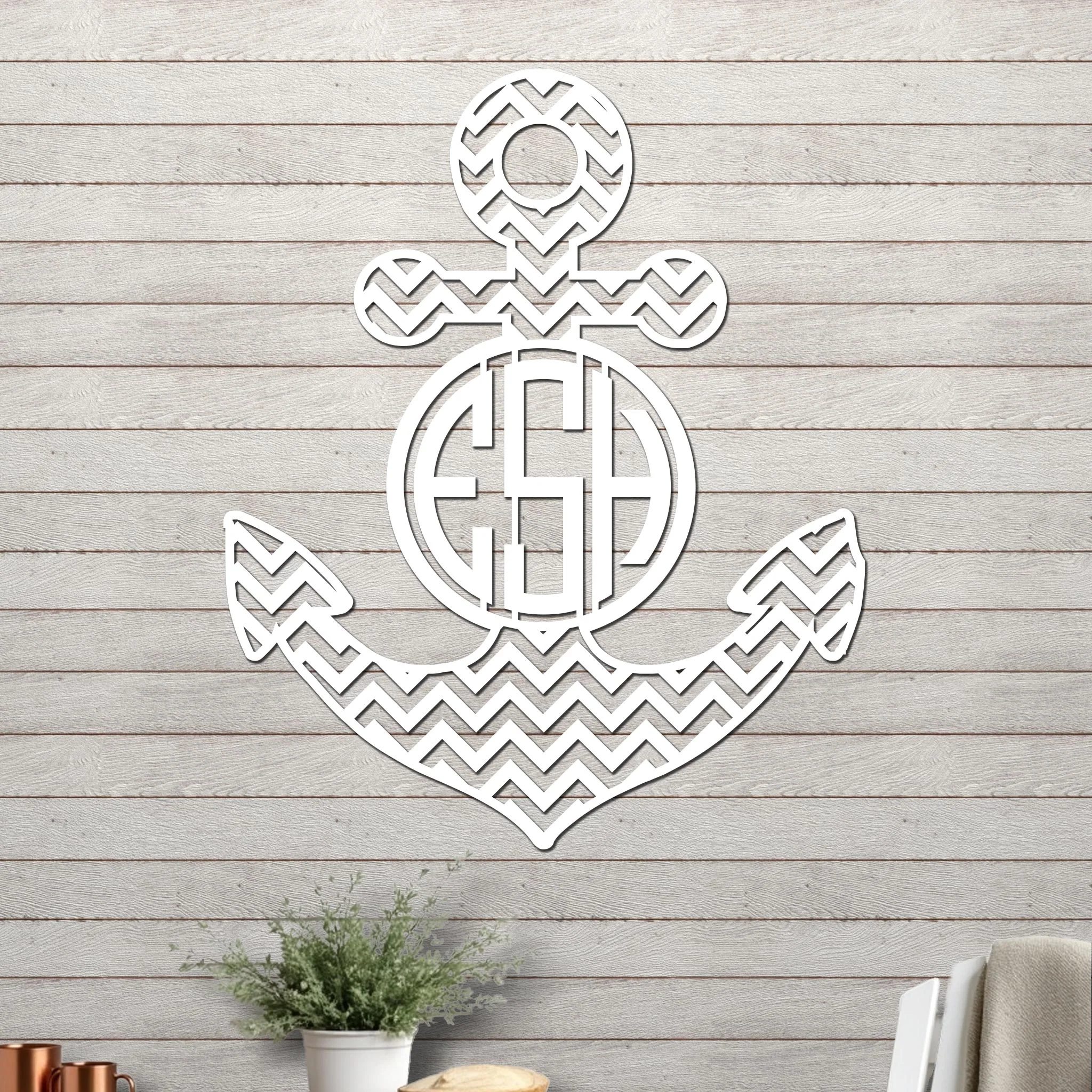 Anchor with Chevron Design and Monogram - Image 2