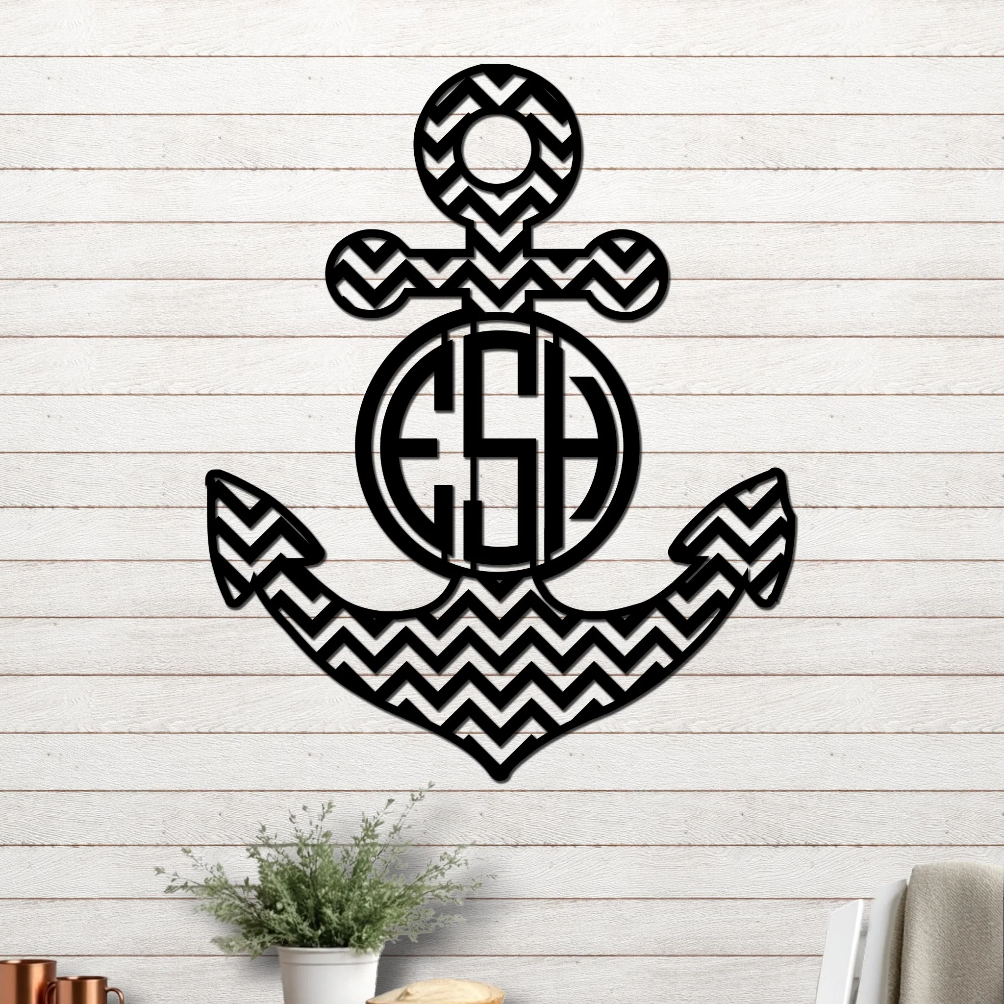 Anchor with Chevron Design and Monogram - Image 3