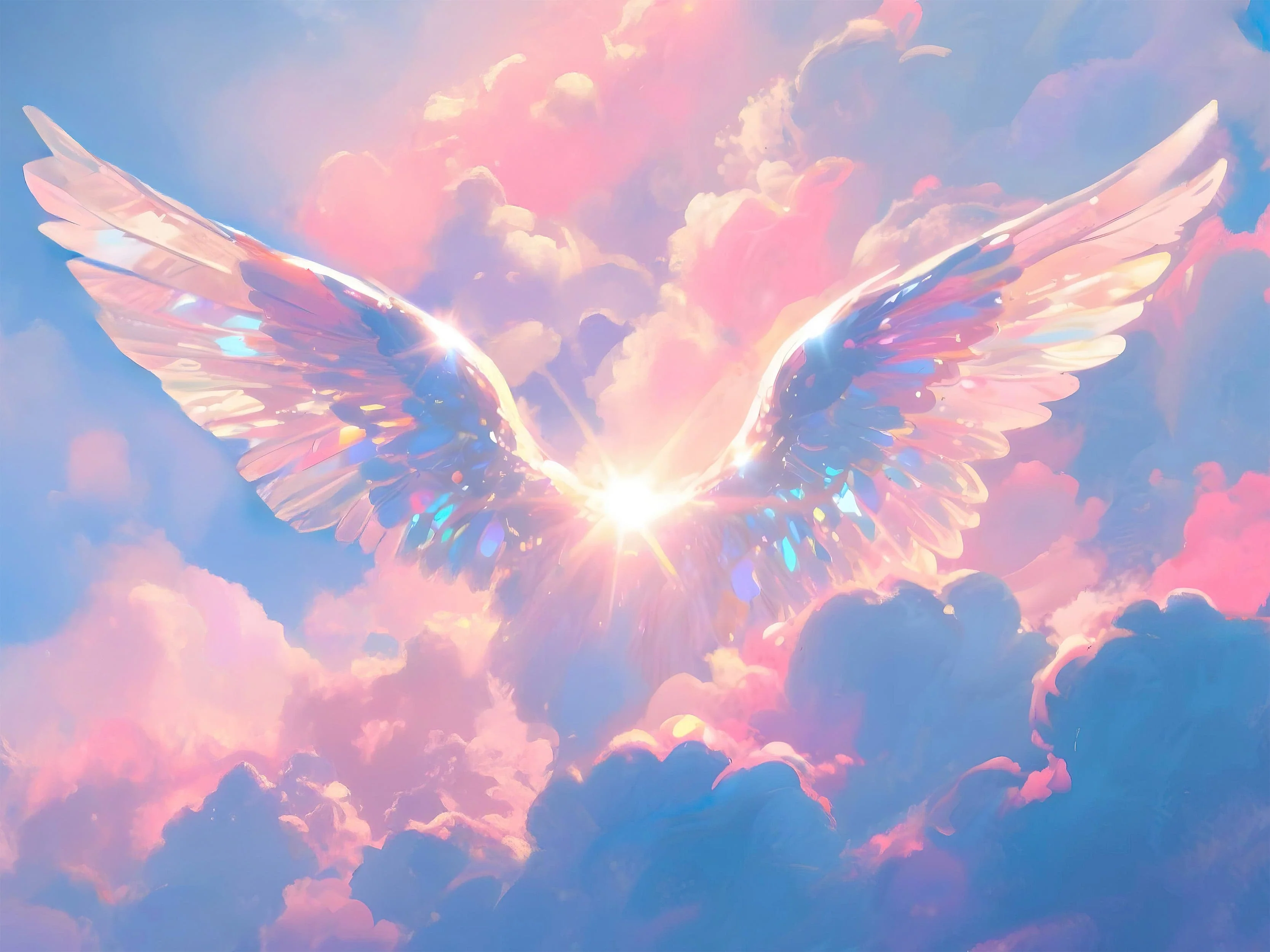 Angel Wings Over Clouds Wallpaper Mural. #7019 - Image 2