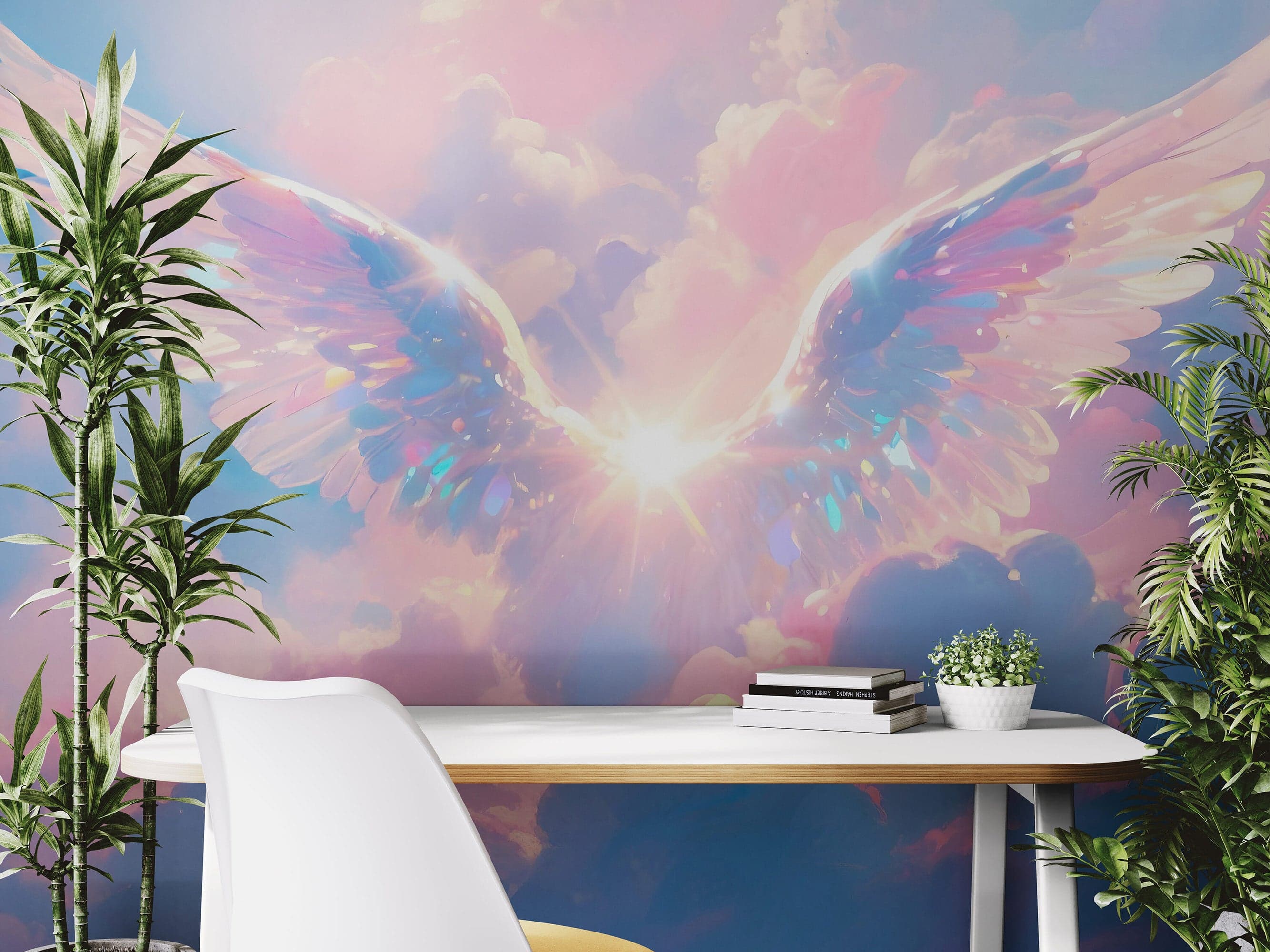 Angel Wings Over Clouds Wallpaper Mural. #7019 - Image 3