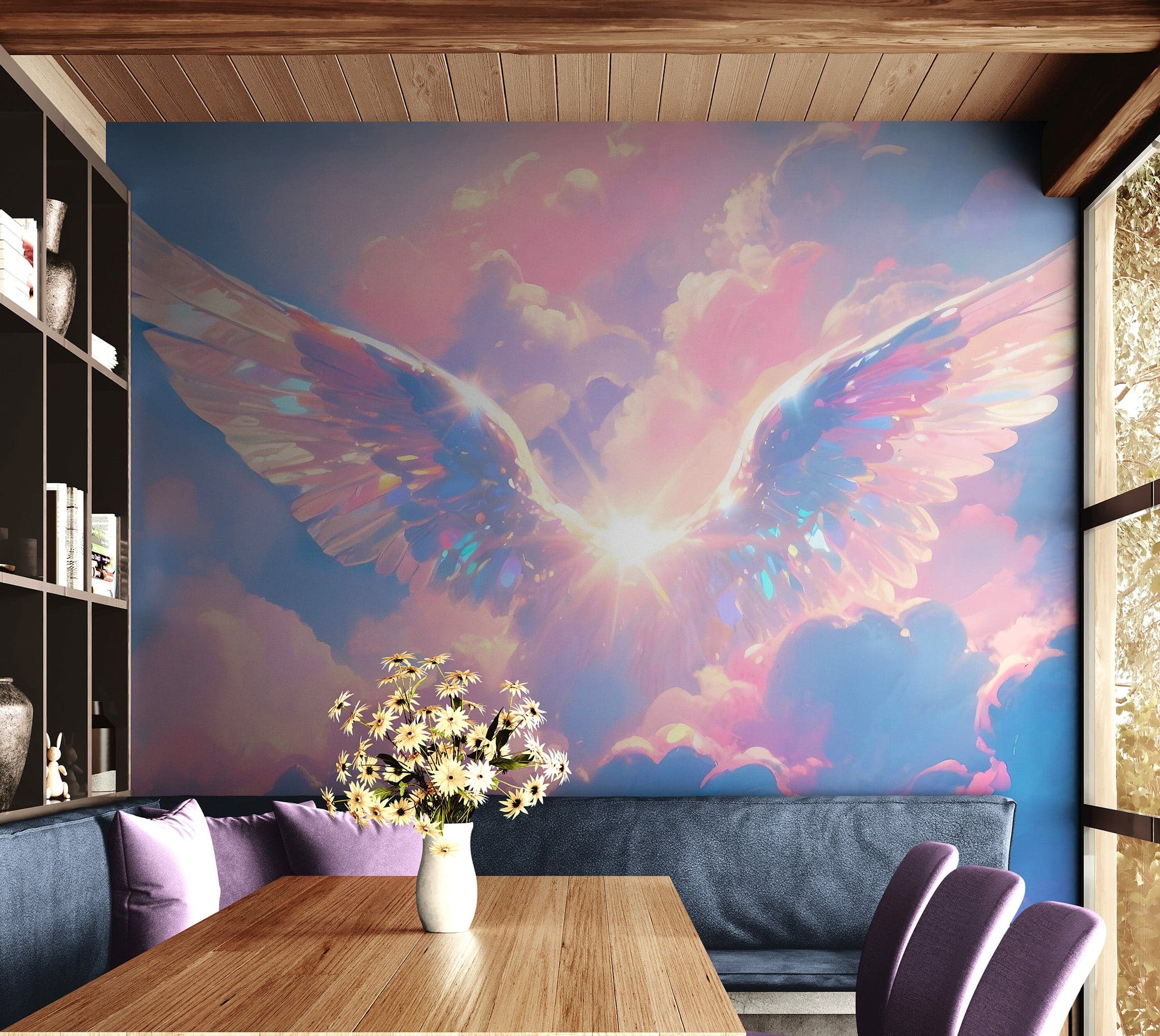 Angel Wings Over Clouds Wallpaper Mural. #7019 - Image 5