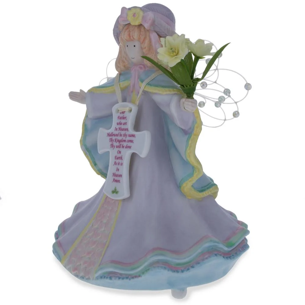 Angel with Cross Porcelain Musical Figurine 6.5 Inches - Image 2