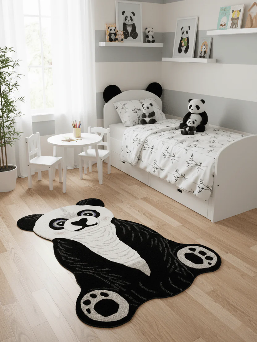 Animal Black Panda Hand Tufted 3x5 Wool Area Rug - Image 2