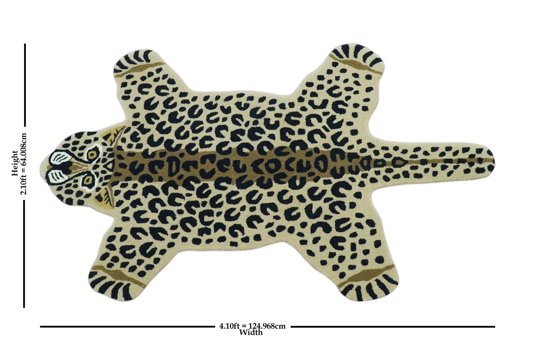 Animal Leopard Beige Hand Tufted 3x5 Wool Area Rug