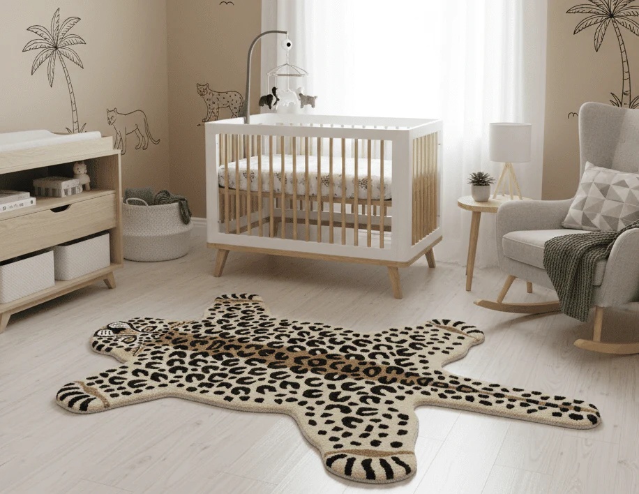 Animal Leopard Beige Hand Tufted 3x5 Wool Area Rug - Image 2