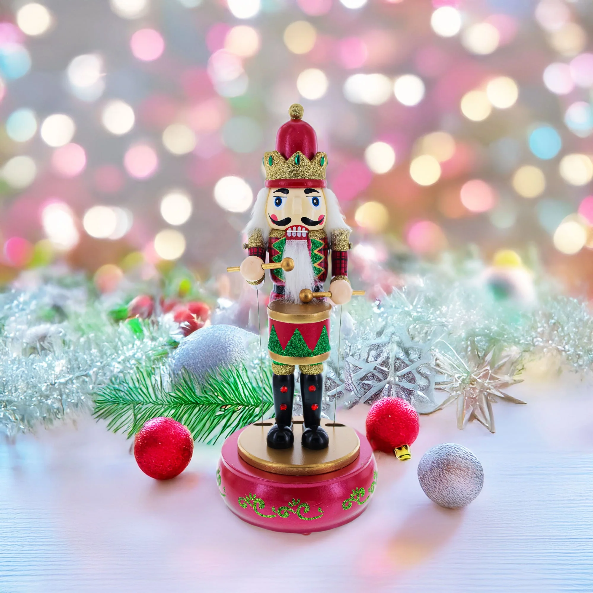 Animated Nutcracker the Drummer Musical Figurine 13 Inches - Image 2