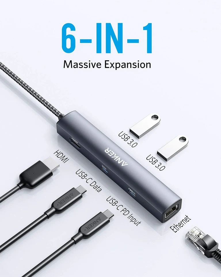 Anker <b>543</b> USB-C Hub (6-in-1, Slim) - Image 2