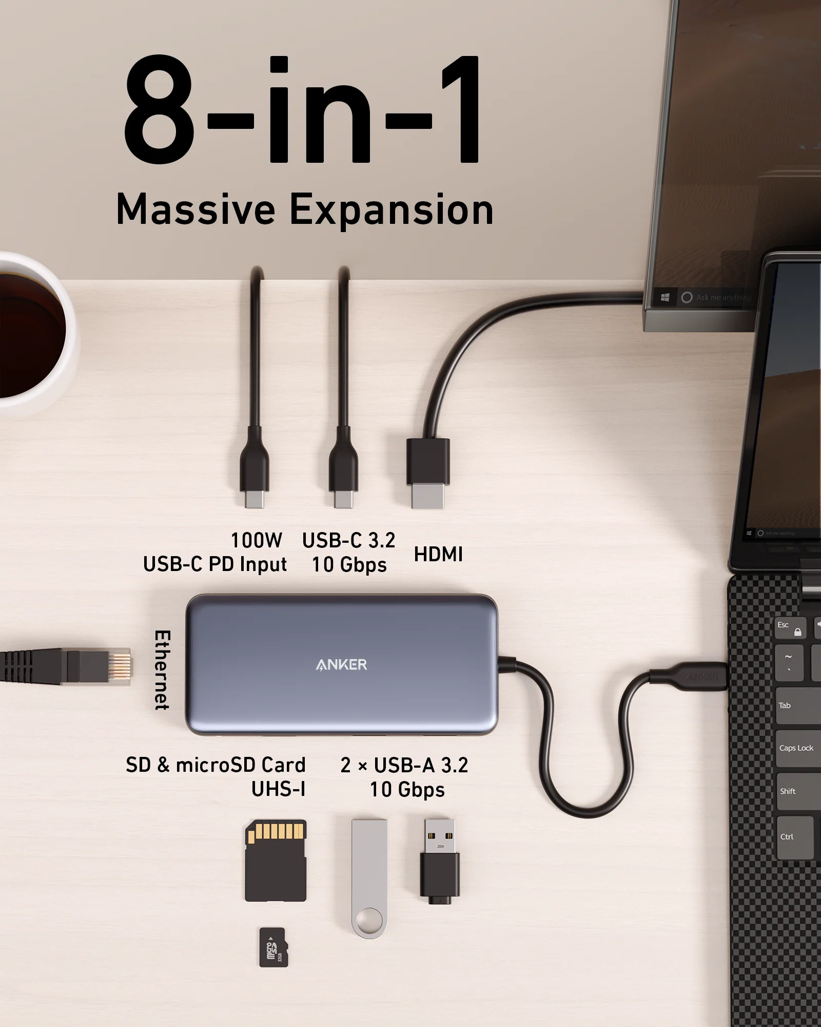 Anker <b>555</b> USB-C Hub (8-in-1) - Image 2