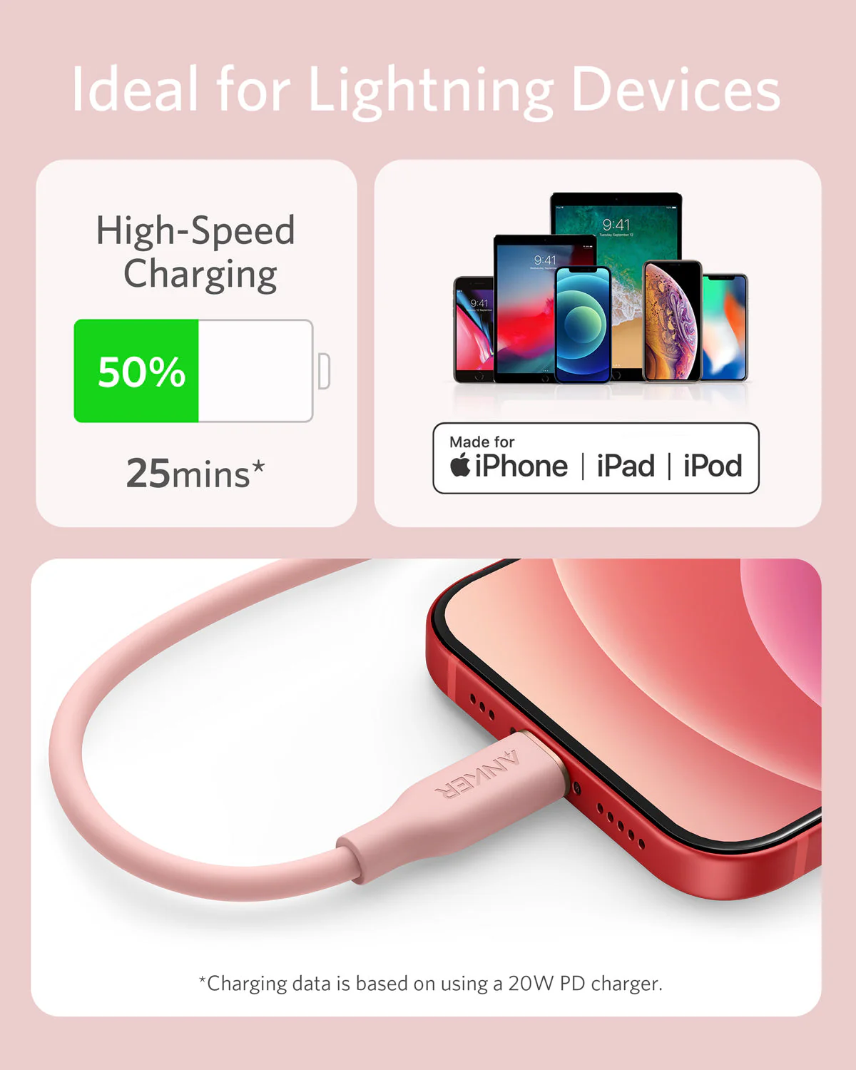 Anker <b>641</b> USB-C to Lightning Cable (Flow, 3 ft Silicone) - Image 48