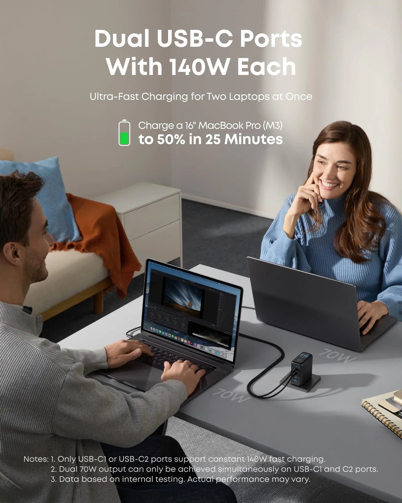 Anker Charger (140W, 4-Port, PD 3.1) with USB-C Cable - Image 3
