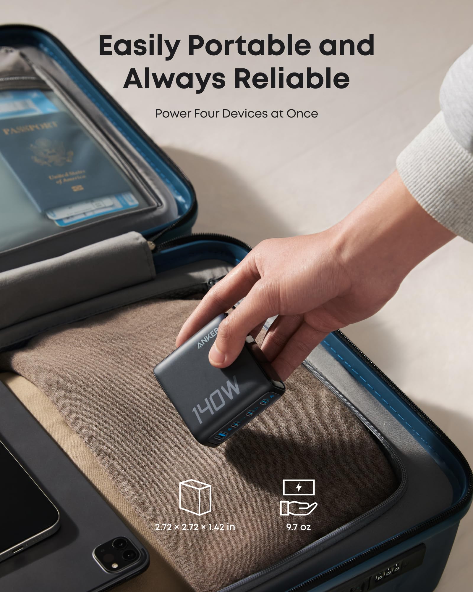 Anker Charger (140W, 4-Port, PD 3.1) with USB-C Cable - Image 6
