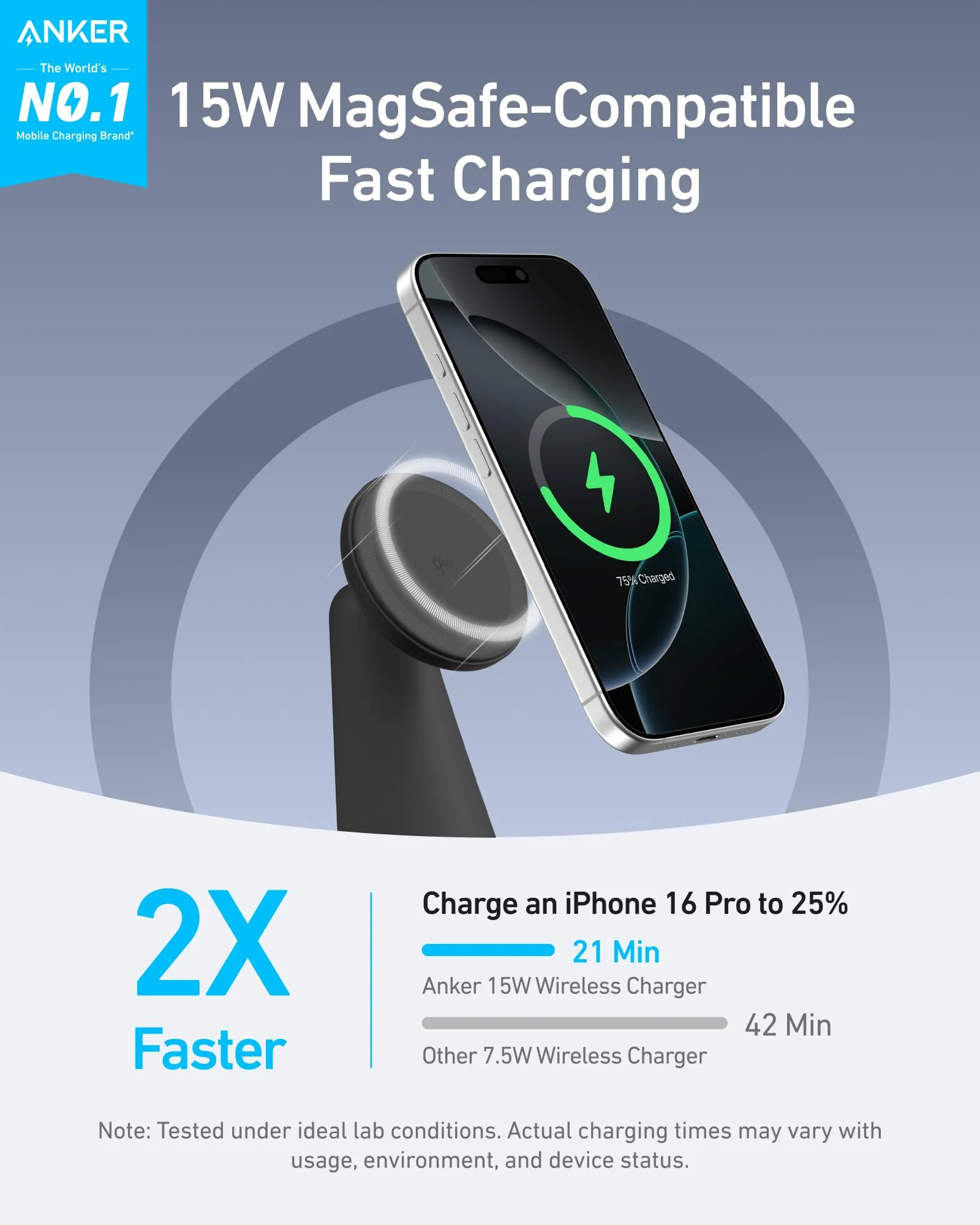 Anker MagGo Wireless Charger (2-in-1, Dock Stand) with USB-C Cable BOA - Image 2