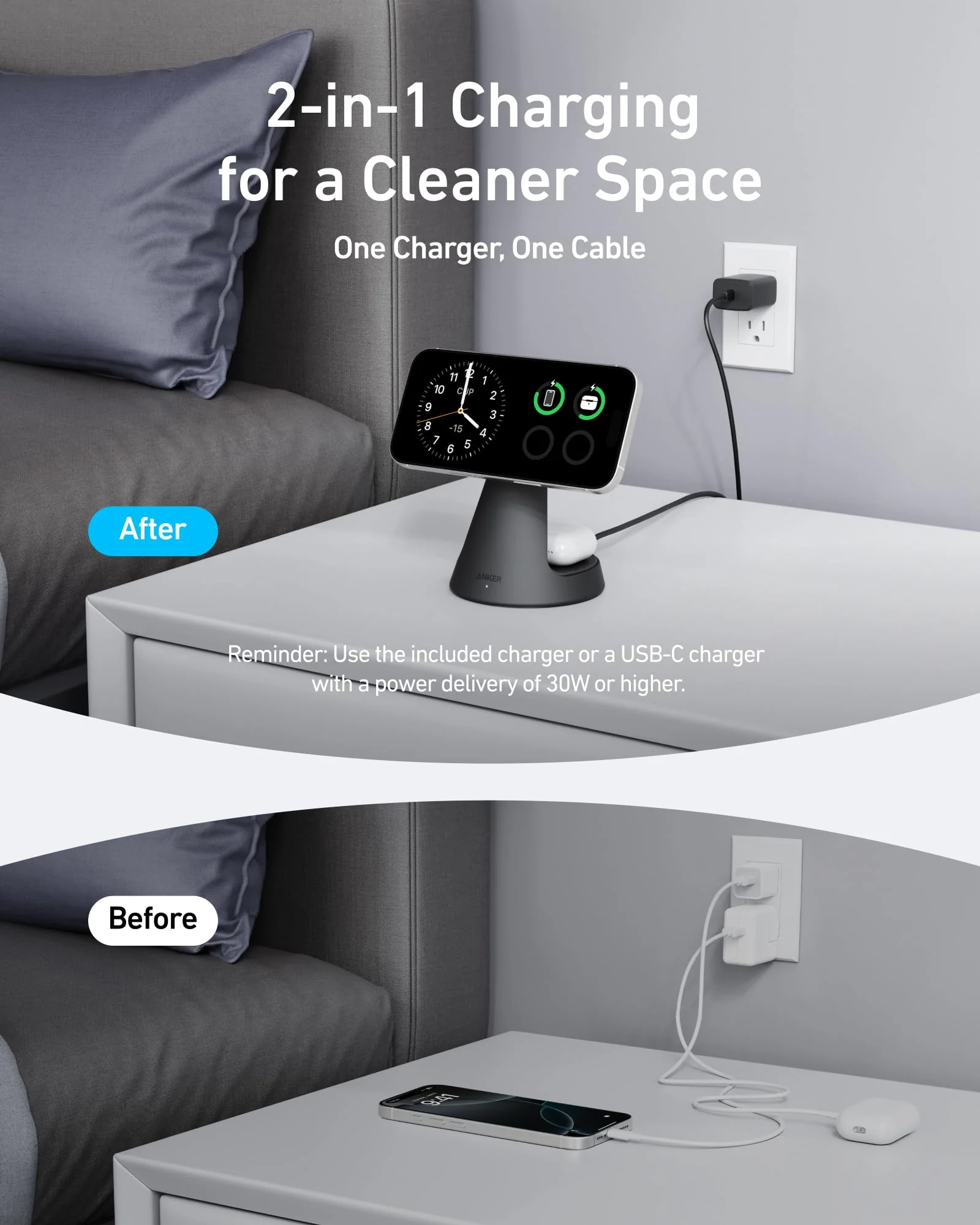 Anker MagGo Wireless Charger (2-in-1, Dock Stand) with USB-C Cable BOA - Image 3