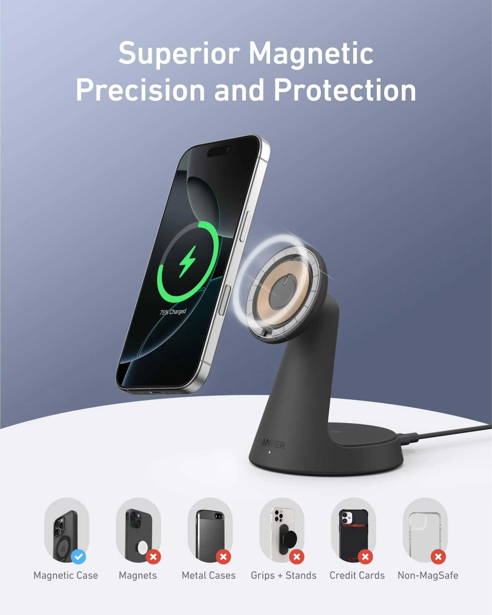 Anker MagGo Wireless Charger (2-in-1, Dock Stand) with USB-C Cable BOA - Image 6