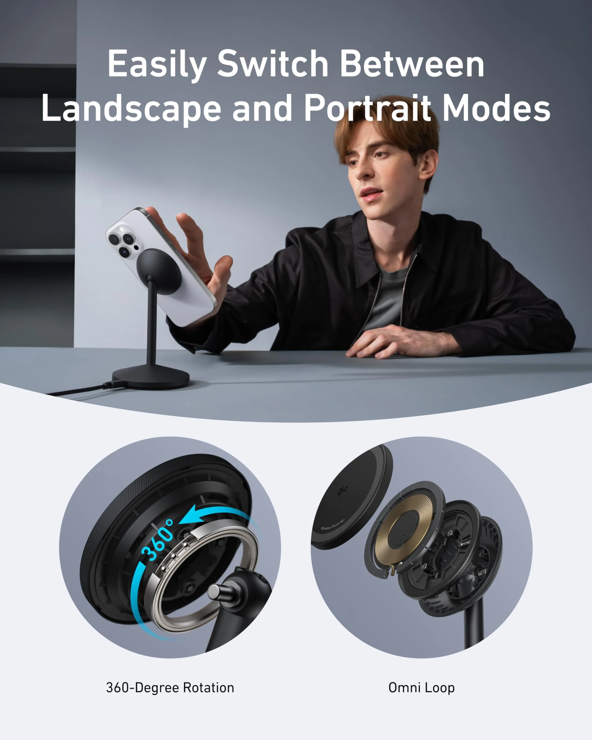 Anker MagGo Wireless Charger (Stand) with Adapter and Cable BOA - Image 5
