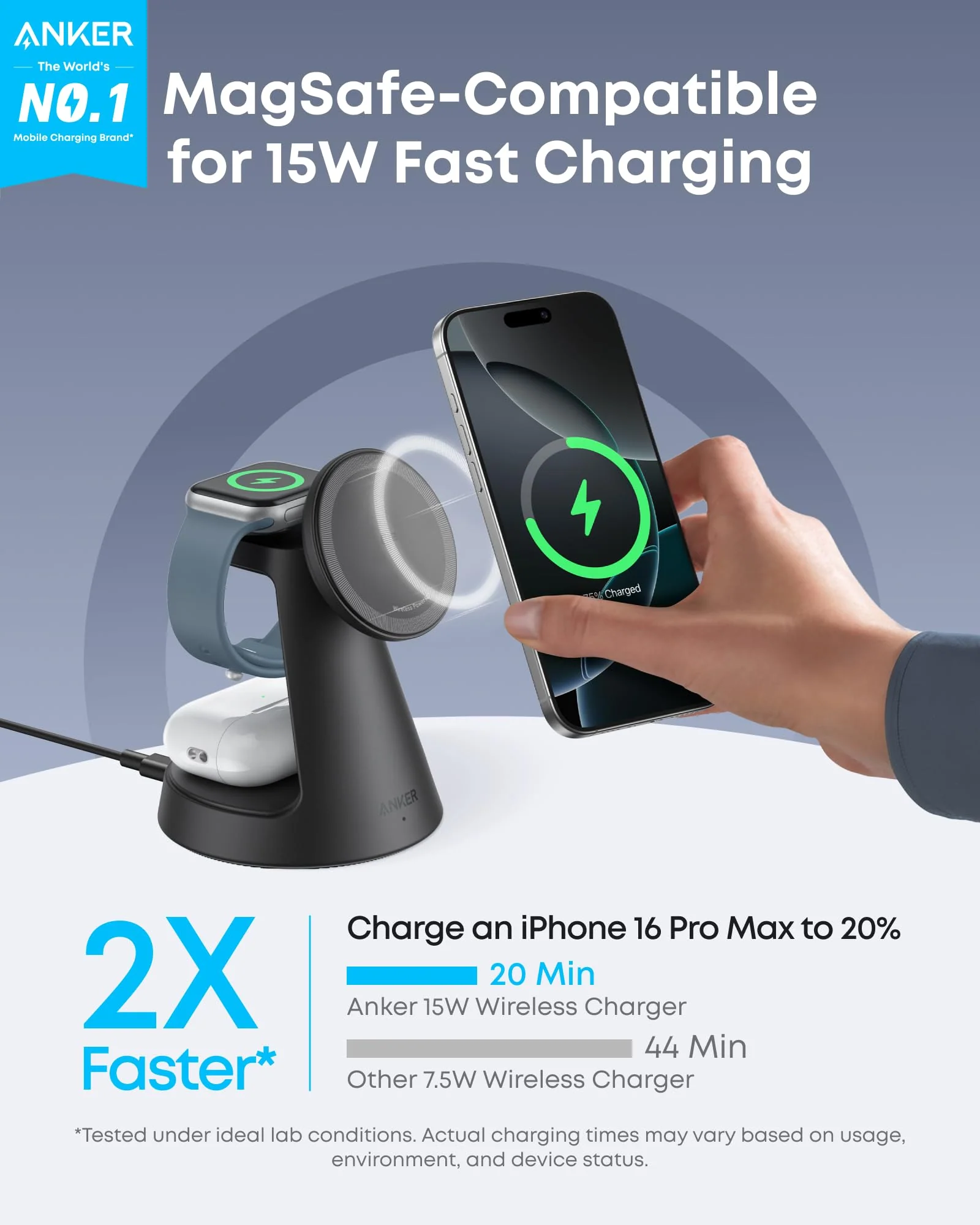Anker MagGo Wireless Charging Station (3-in-1, Dock Stand) - Image 3