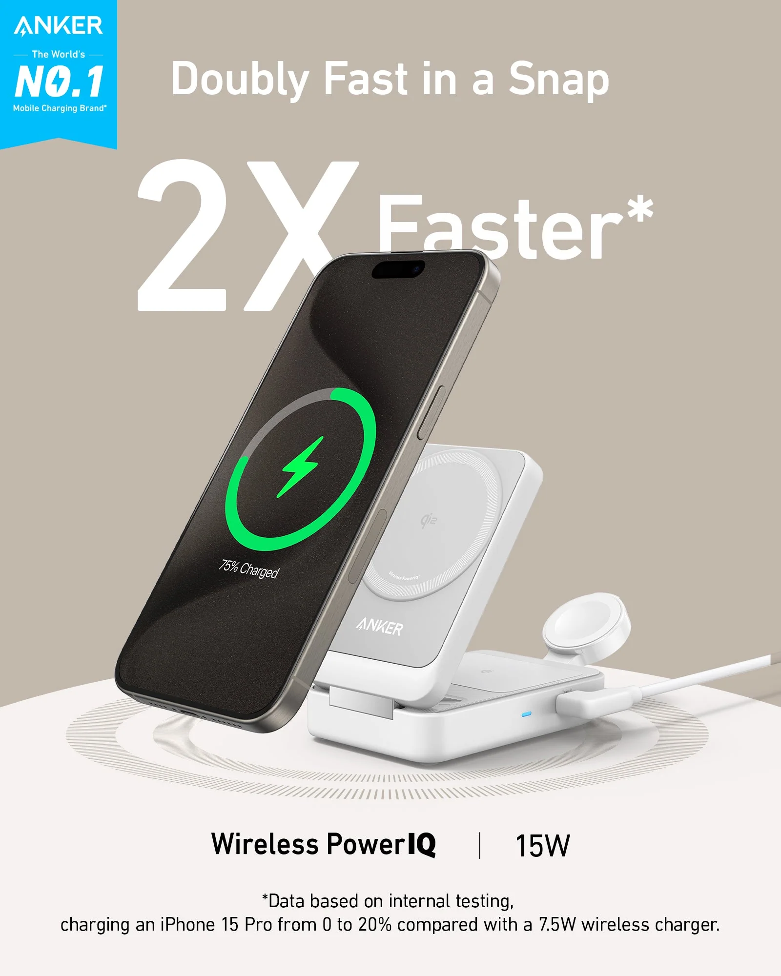 Anker MagGo Wireless Charging Station (Foldable 3-in-1) - Image 4
