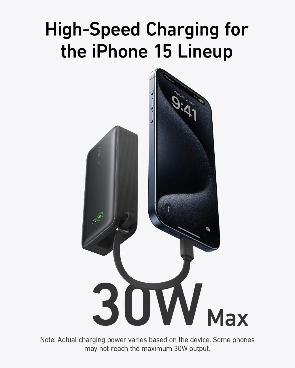 Anker Nano Power Bank (30W, Built-In USB-C Cable) - Image 2