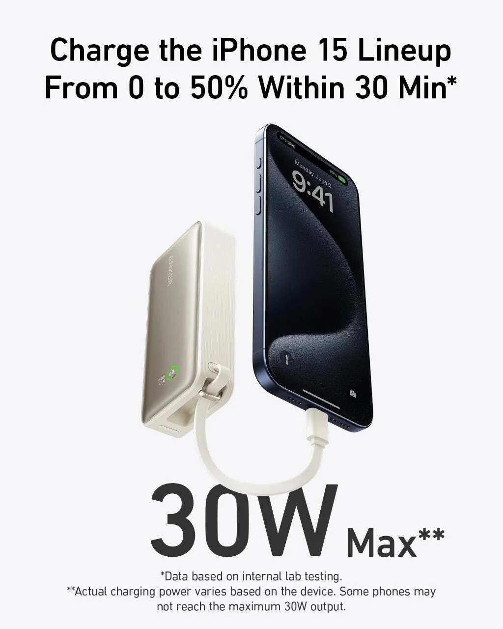 Anker Nano Power Bank (30W, Built-In USB-C Cable) - Image 8