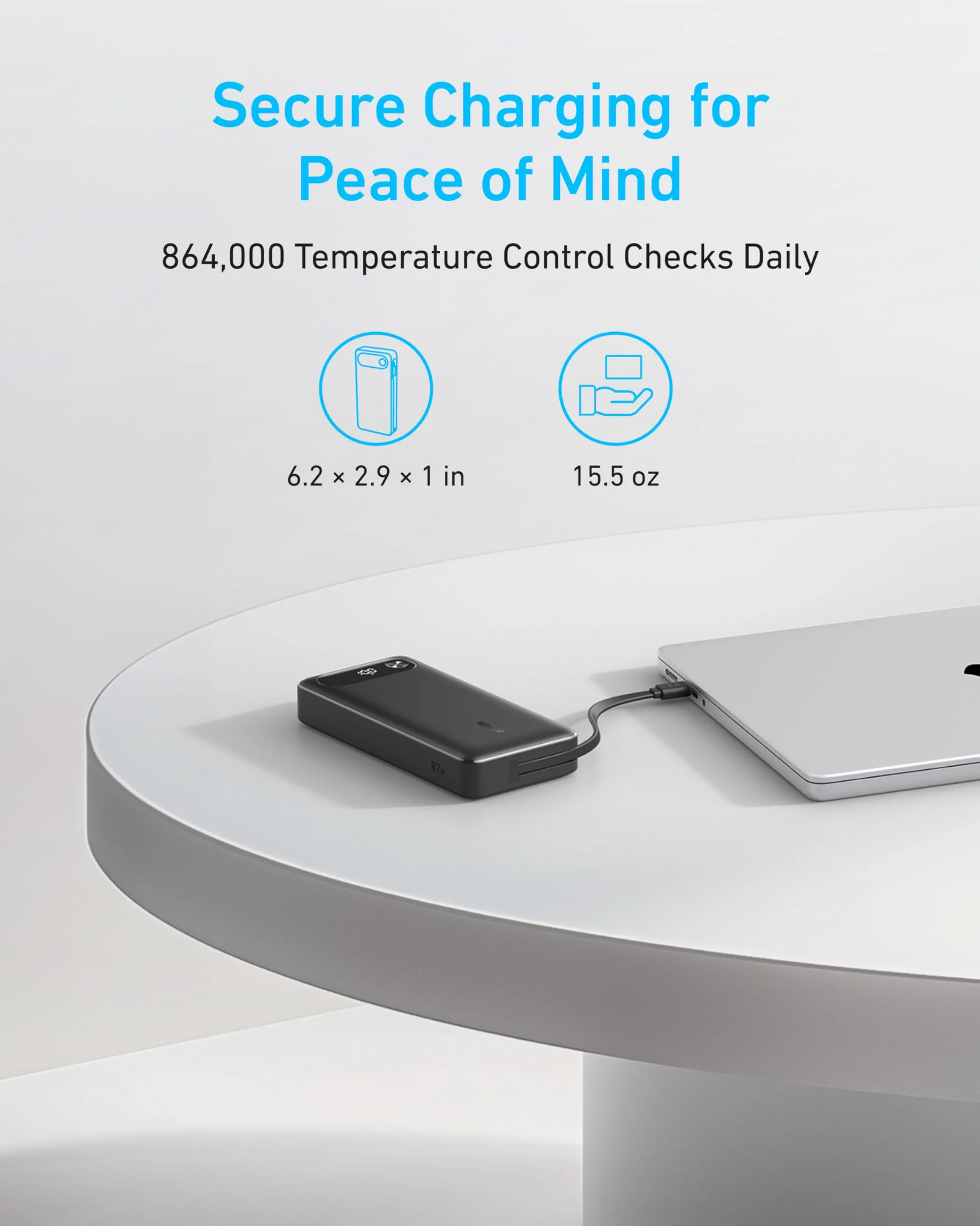 Anker Power Bank (20K, 87W, Built-In USB-C Cable) - Image 6