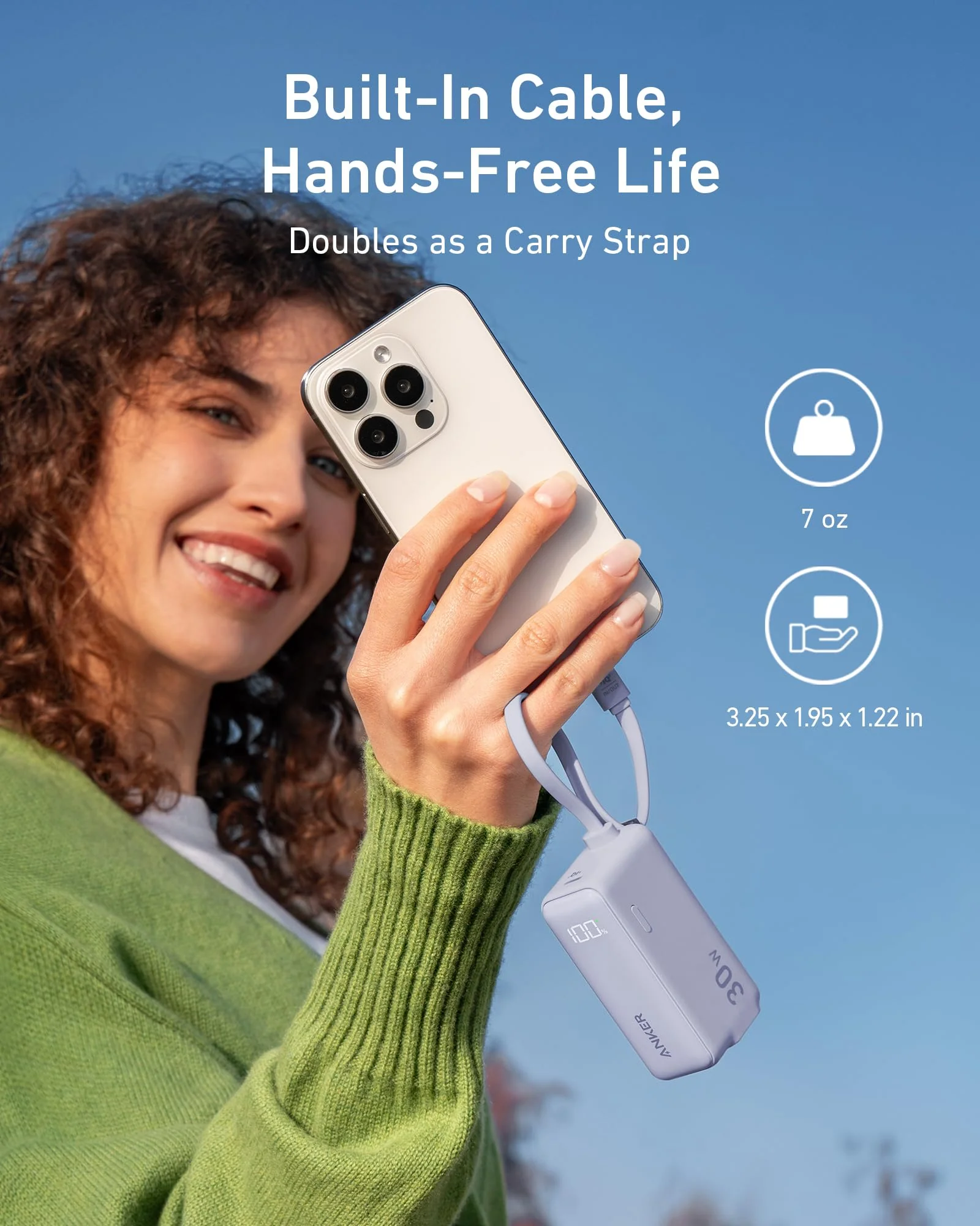 Anker Power Bank (30W, 5k,  Fusion, Built-In USB-C Cable) - Image 13