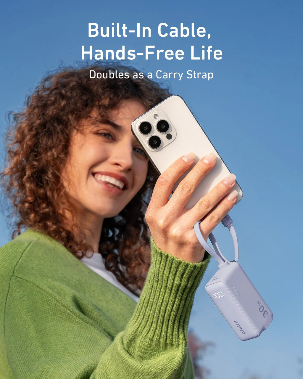 Anker Power Bank (30W, 5k,  Fusion, Built-In USB-C Cable) - Image 6