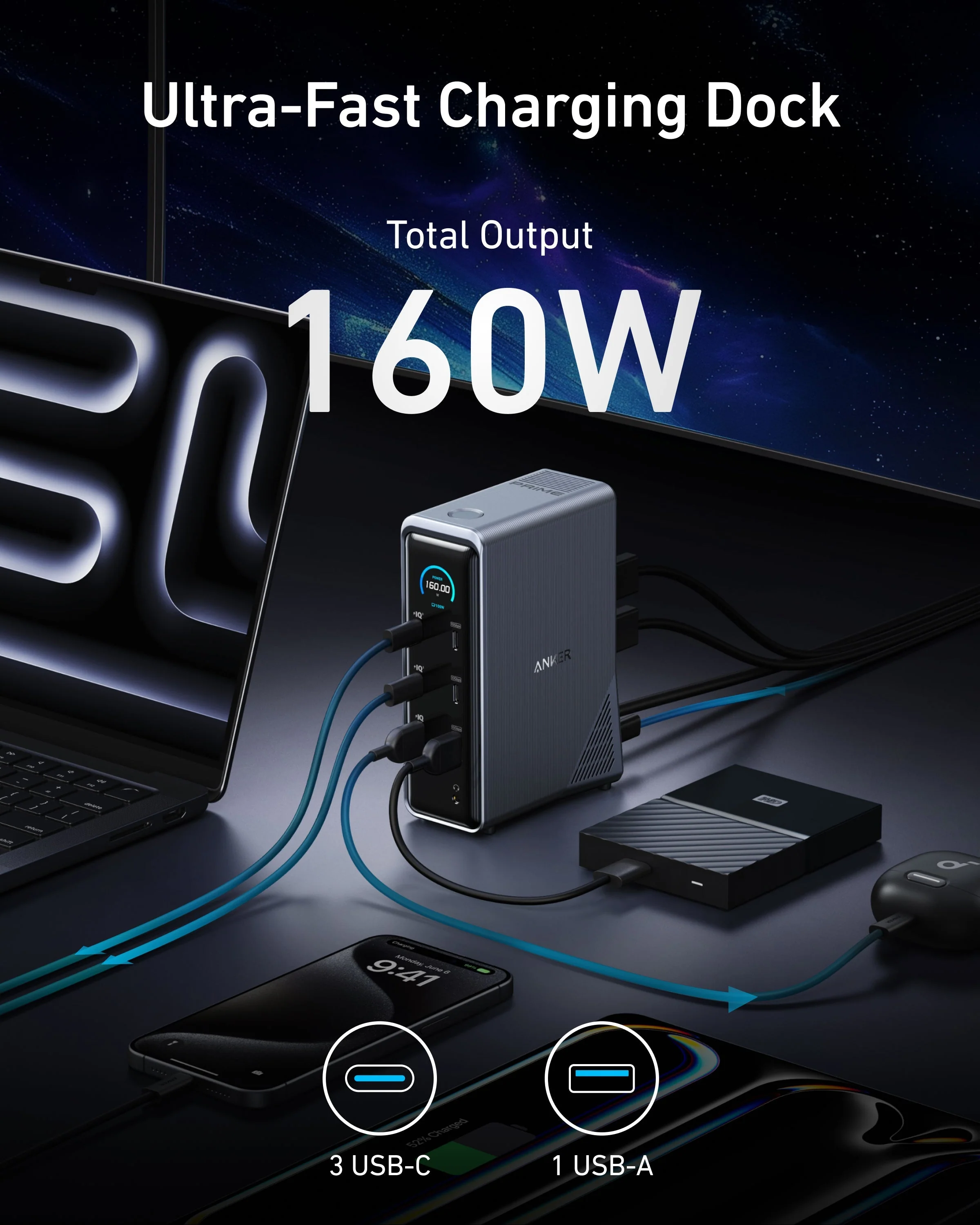 Anker Prime Charging Docking Station (14-in-1, Dual Display, 160W) - Image 4