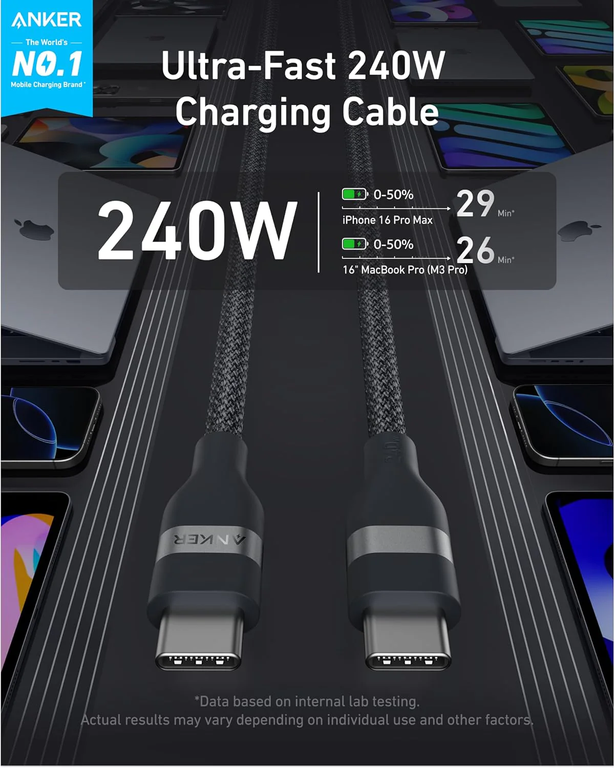 Anker USB-C to USB-C Cable (3 ft / 6 ft, 240W, Upcycled-Braided) - Image 44