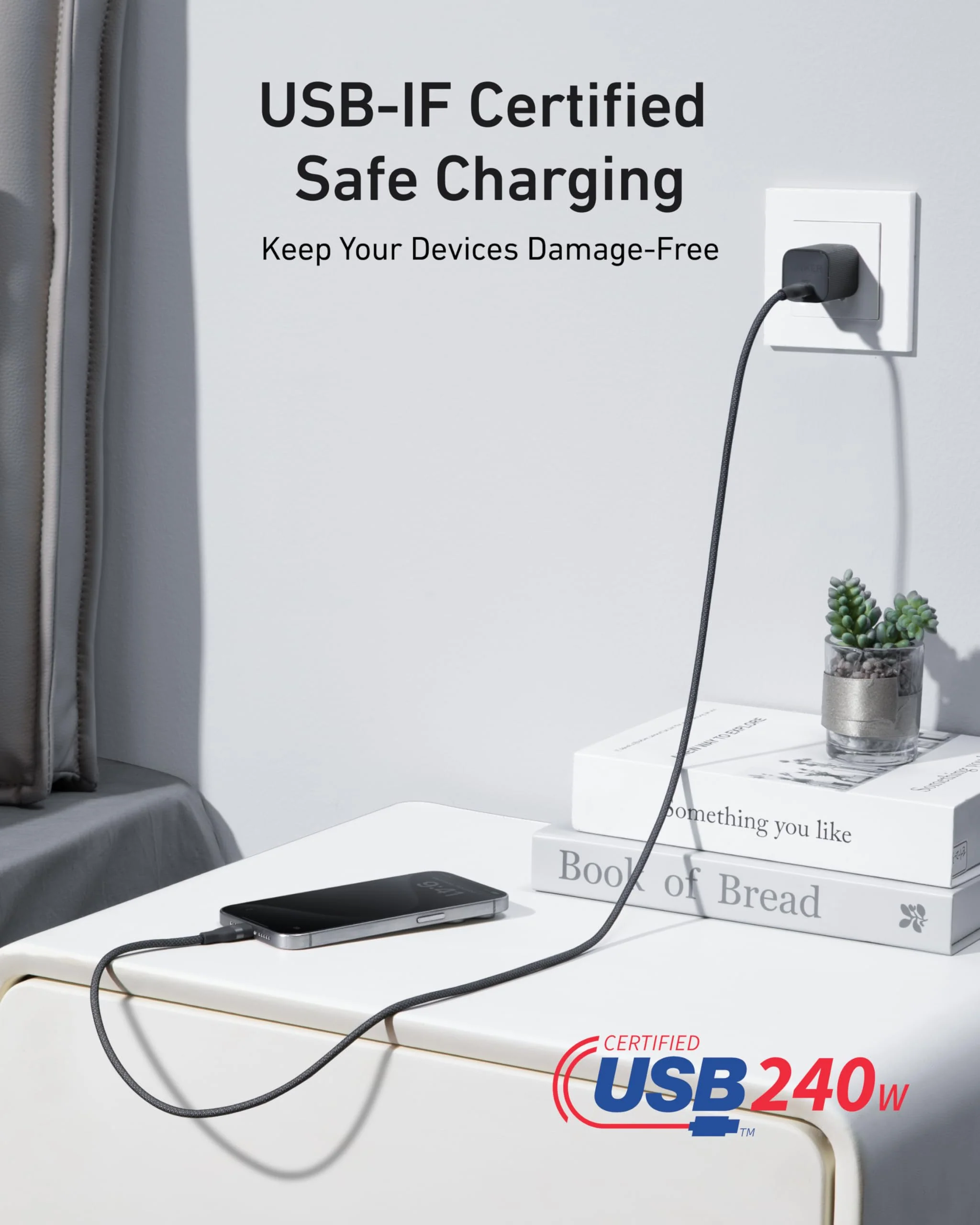 Anker USB-C to USB-C Cable (3 ft / 6 ft, 240W, Upcycled-Braided) - Image 6