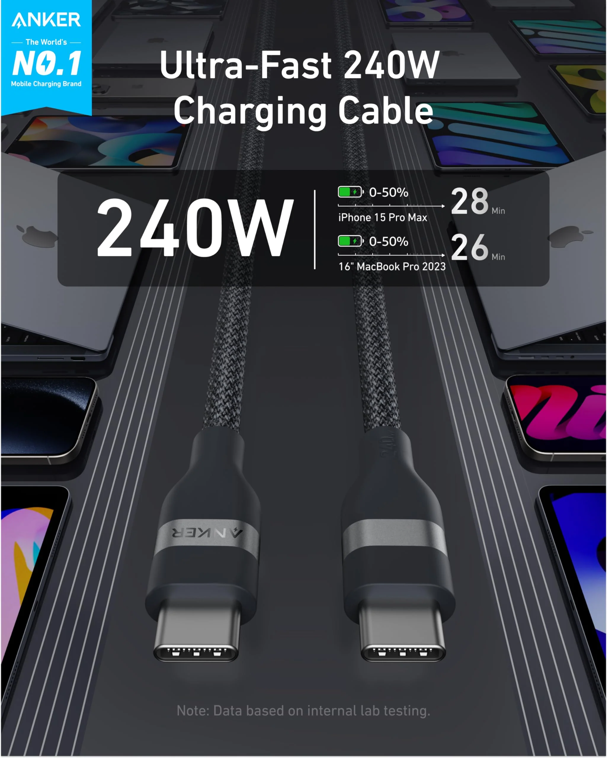 Anker USB-C to USB-C Cable (3 ft / 6 ft, 240W, Upcycled-Braided) - Image 14