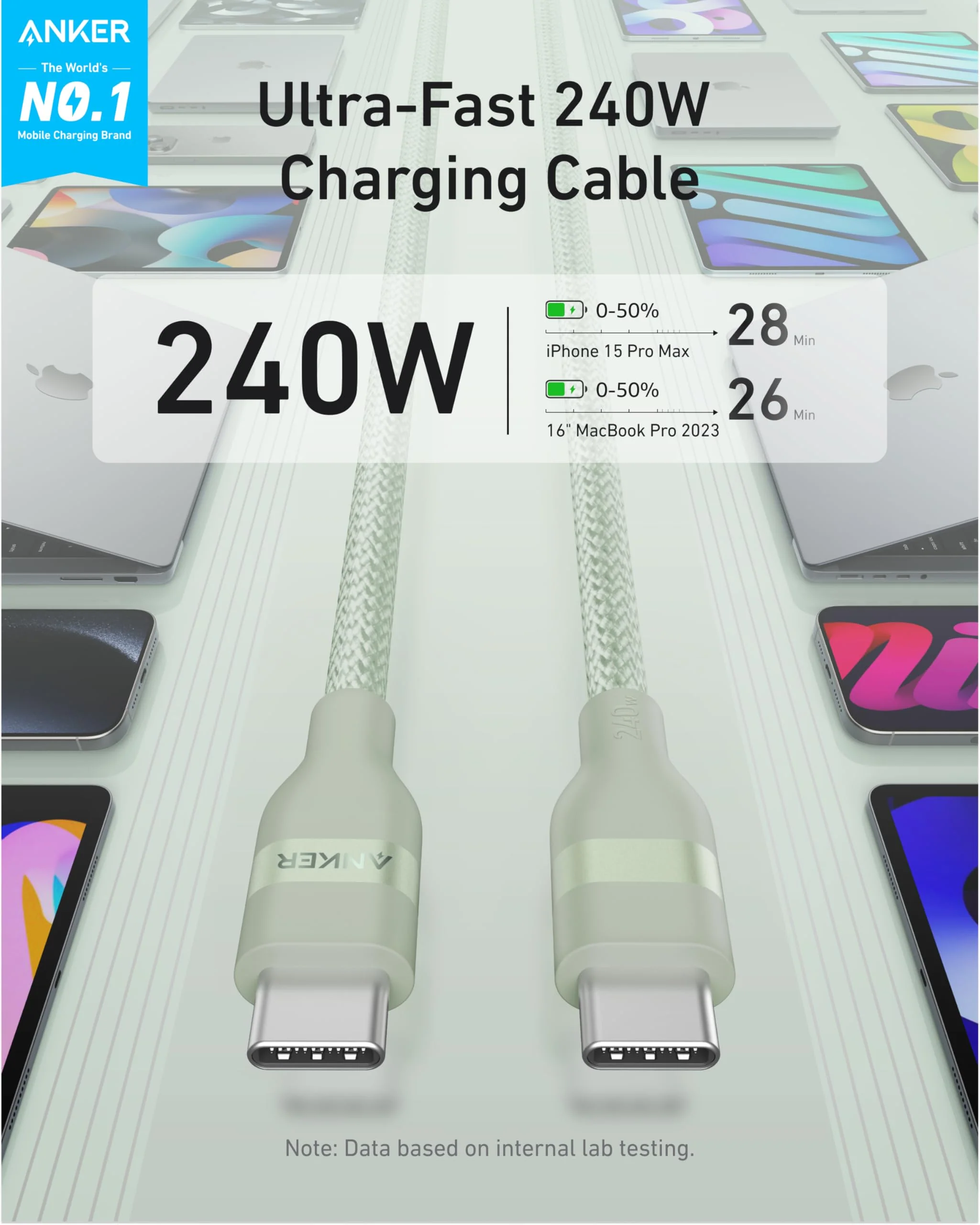 Anker USB-C to USB-C Cable (3 ft / 6 ft, 240W, Upcycled-Braided) - Image 27