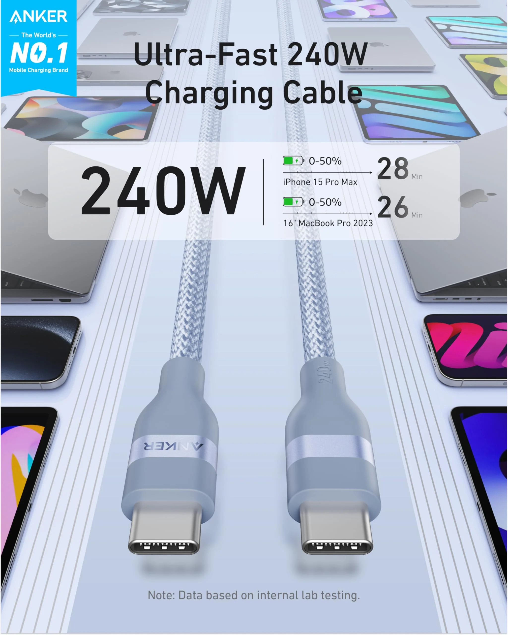 Anker USB-C to USB-C Cable (3 ft / 6 ft, 240W, Upcycled-Braided) - Image 33