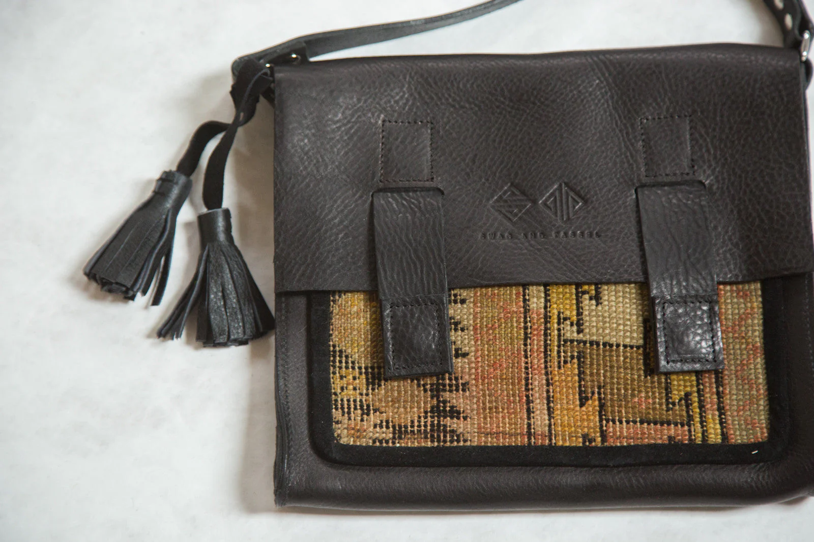 Antique Caucasian Rug Fragment Messenger Bag - Image 2