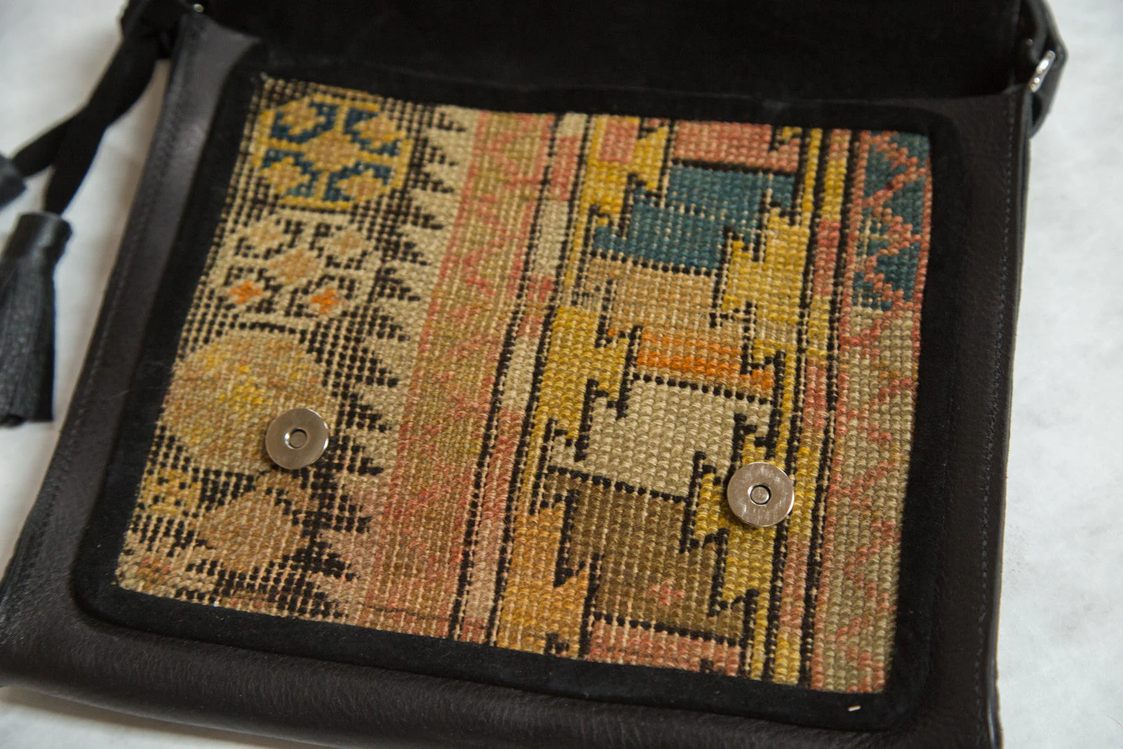 Antique Caucasian Rug Fragment Messenger Bag - Image 3