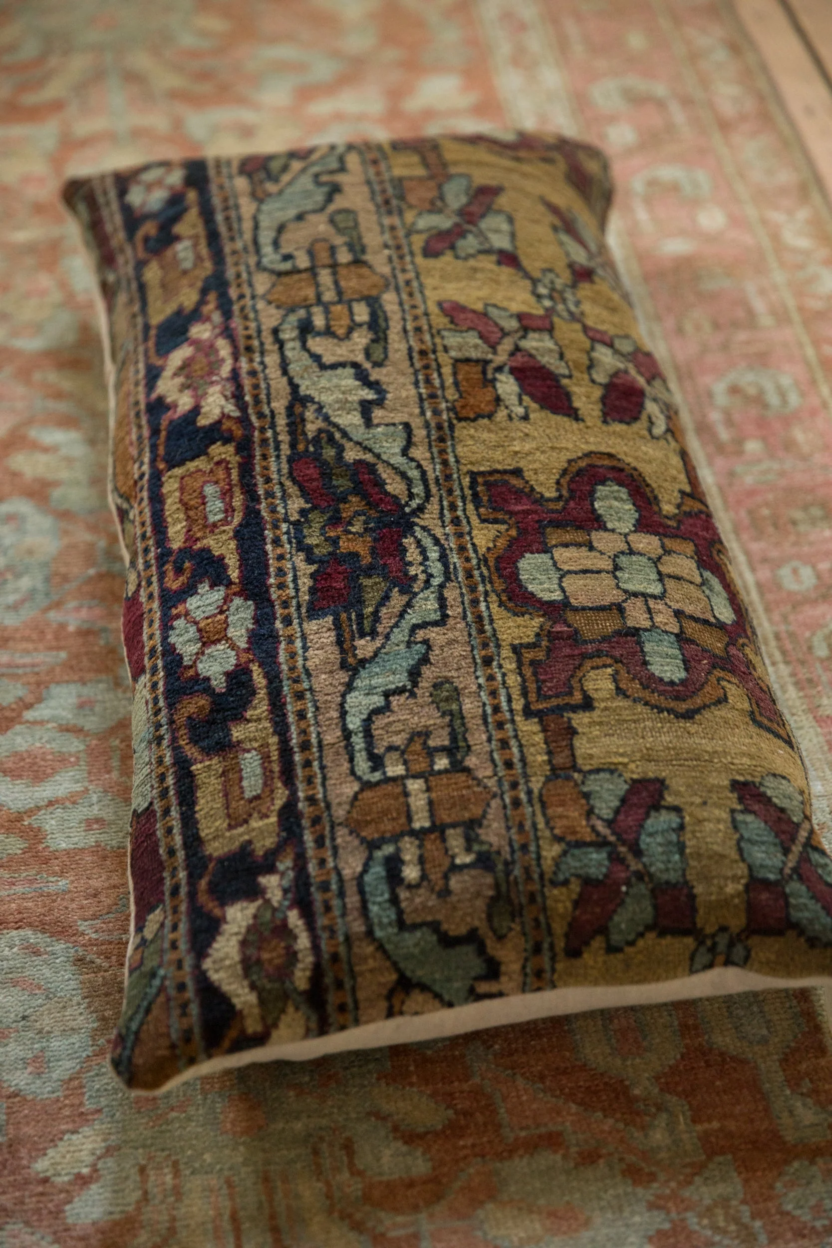 Antique Kerman Rug Fragment Lumbar Pillow - Image 3