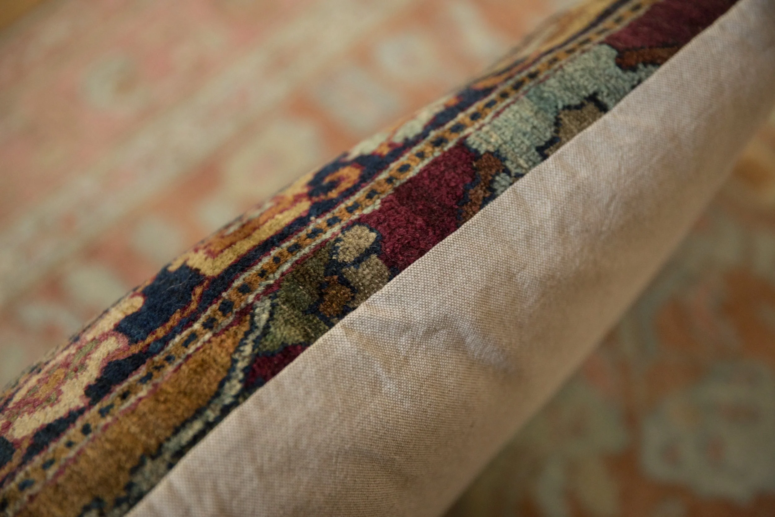 Antique Kerman Rug Fragment Lumbar Pillow - Image 5